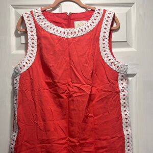 Lilly Pulitzer Vibrant Red Blouse with White Detailing